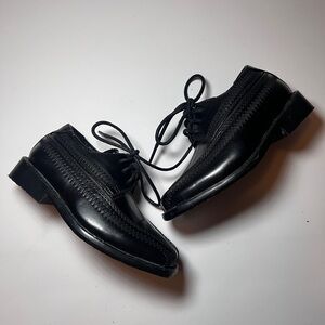 Stacy Adams Classic Infants Size 6 Bowman Bike Toe Oxford Black Kids Shoes